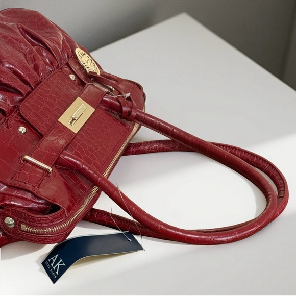 NWT Anne Klein Elegant Red Leather Satchel Shoulder Handbag! NEW! - Picture 9 of 14